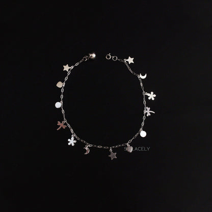 Adjustable silver anklet