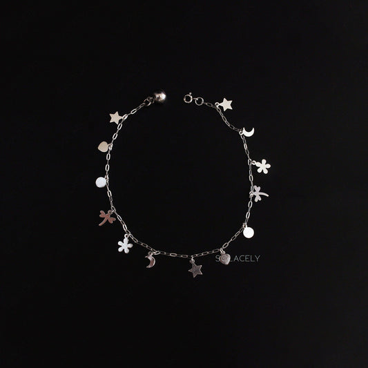 Adjustable silver anklet