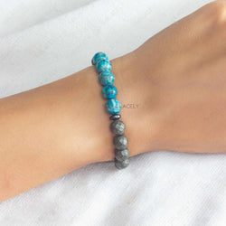 african turquoise and faceted pyrite bracelet 8mm