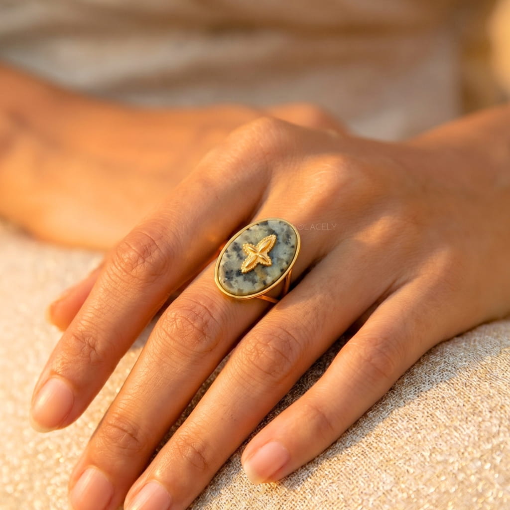 African turquoise gemstone signet ring