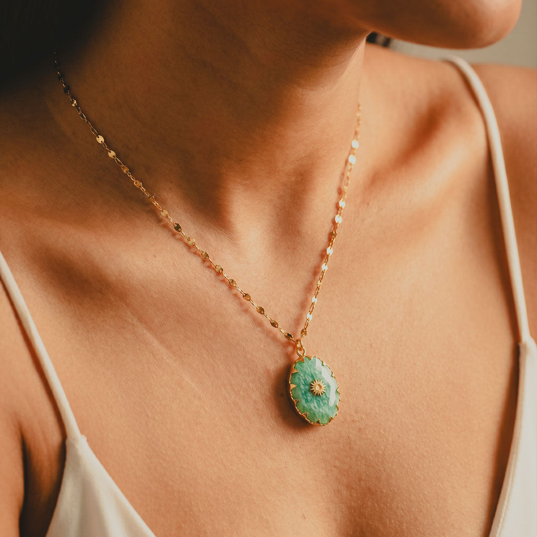 Amazonite gemstone pendant necklace
