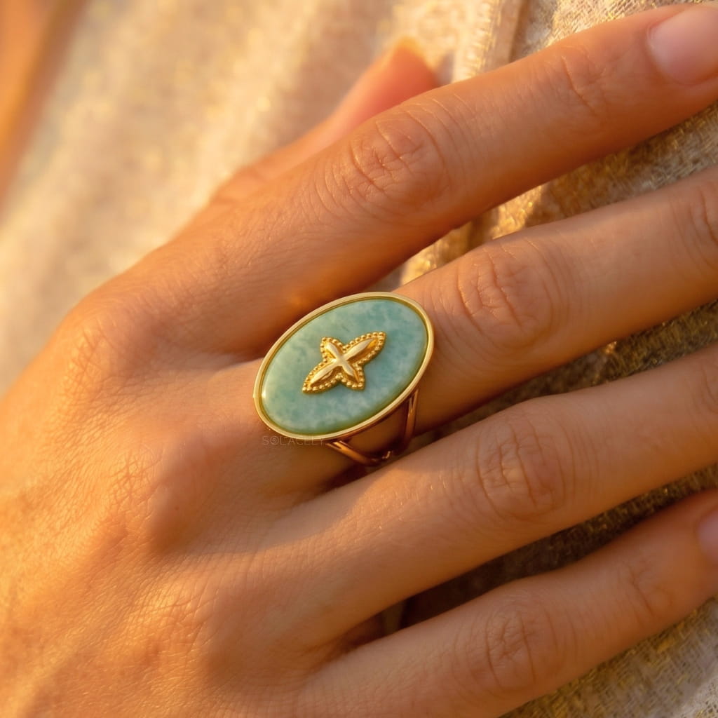 Amazonite gemstone signet ring