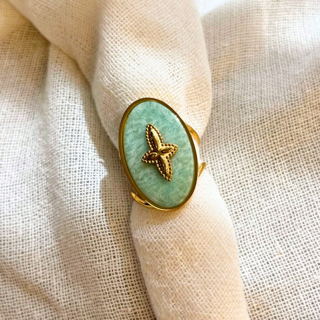 Amazonite stone signet ring
