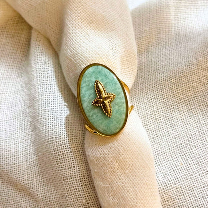 Amazonite stone signet ring