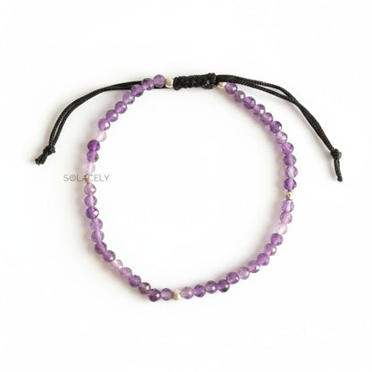 Amethyst Anklet with 4mm Faceted Beads