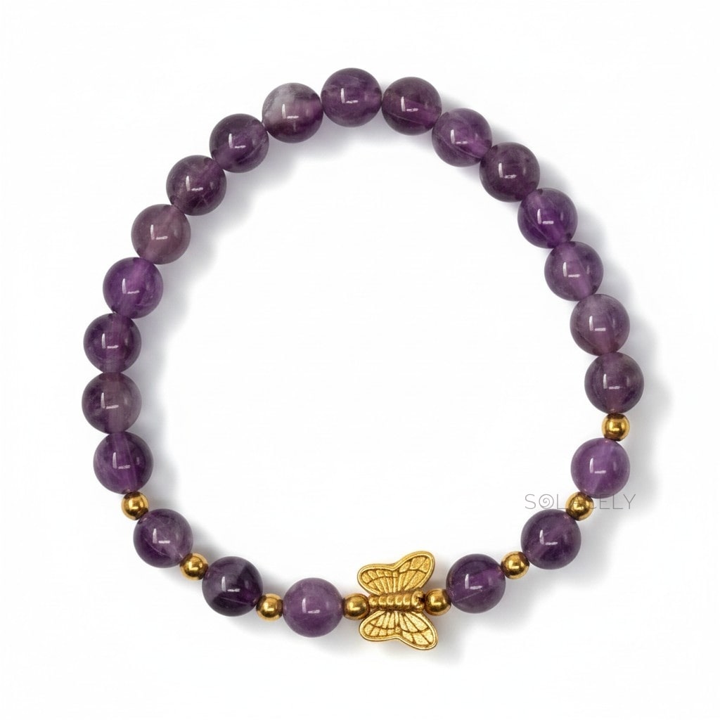Amethyst Bracelet With Butterfly Charm