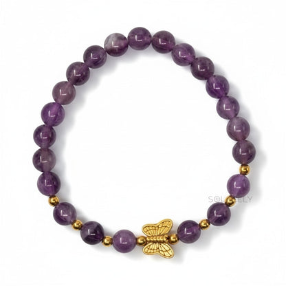 Amethyst Bracelet With Butterfly Charm