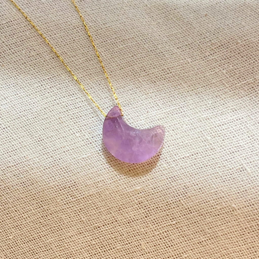 Amethyst crescent moon necklace