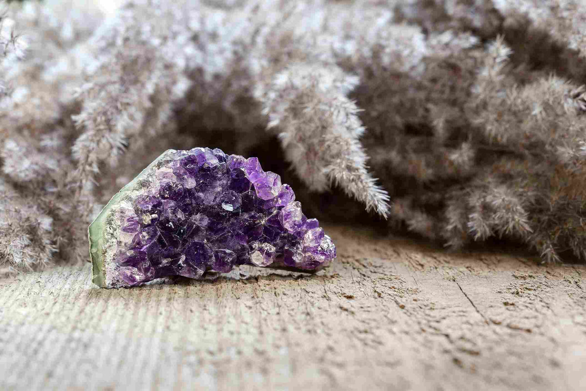 Natural amethyst druzy close-up, real stone hand-checked for authenticity