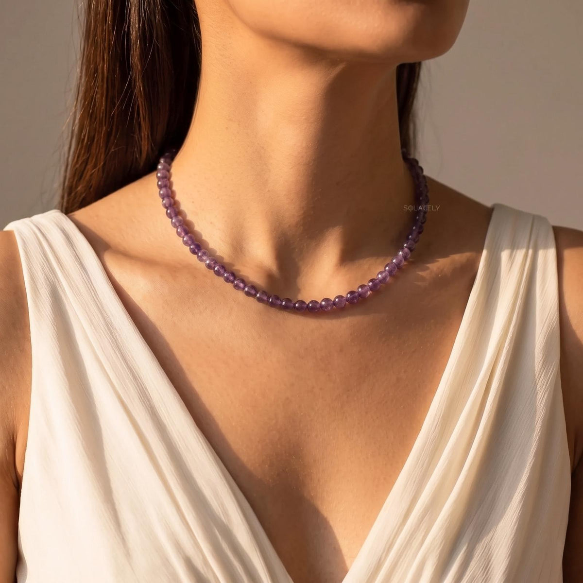 Amethyst handcrafted crystal bead necklace