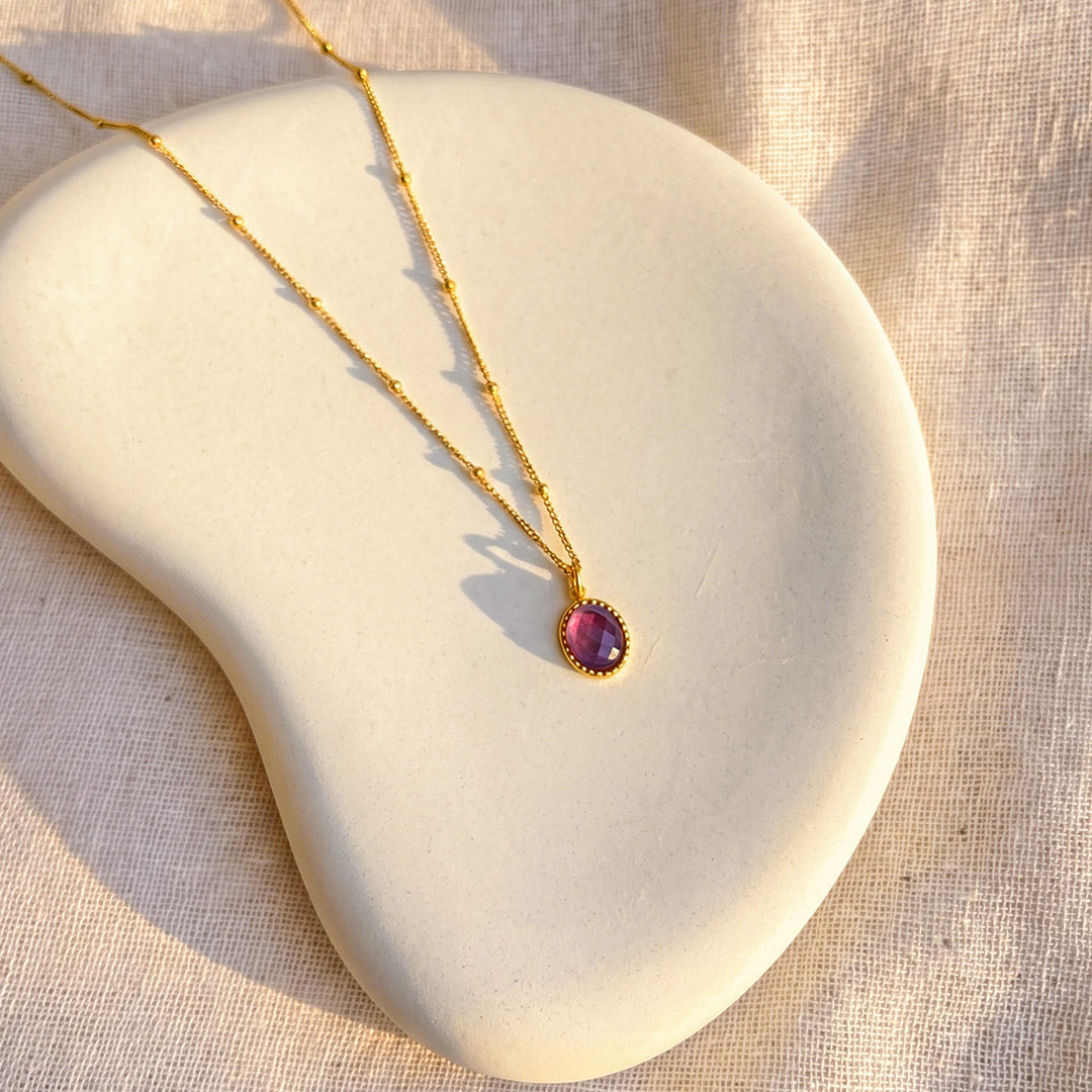 Amethyst healing crystal necklace