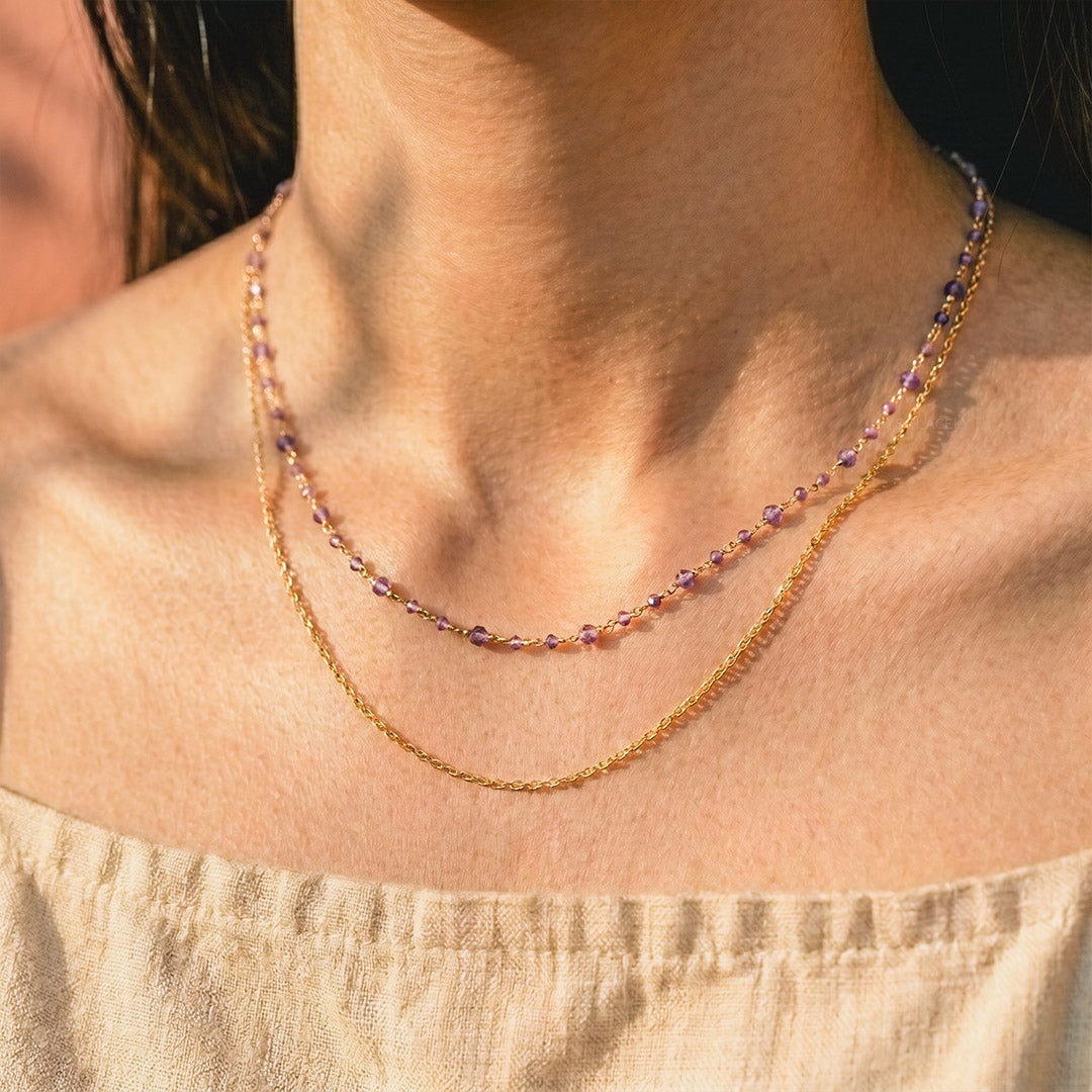 Amethyst layered chain necklace