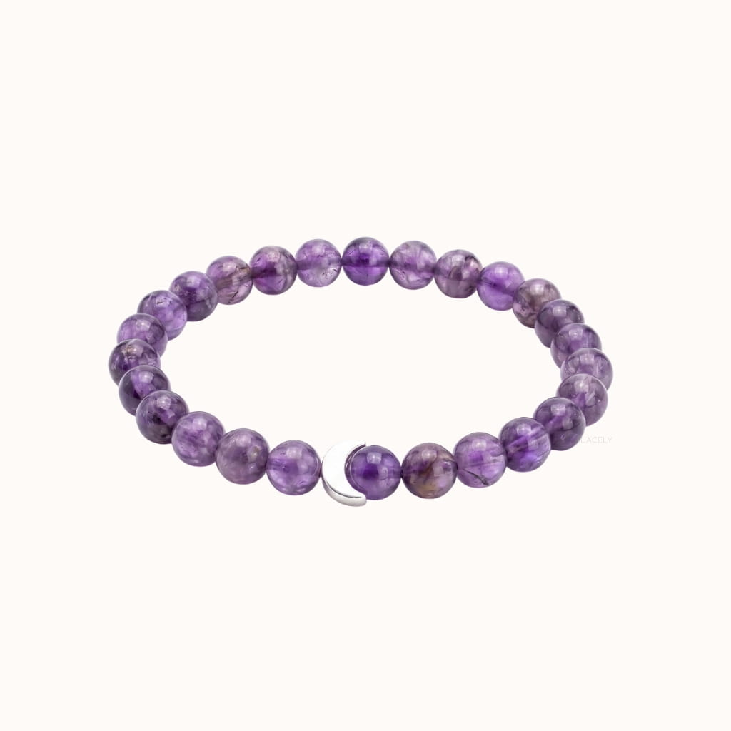 Amethyst moon charm bracelet