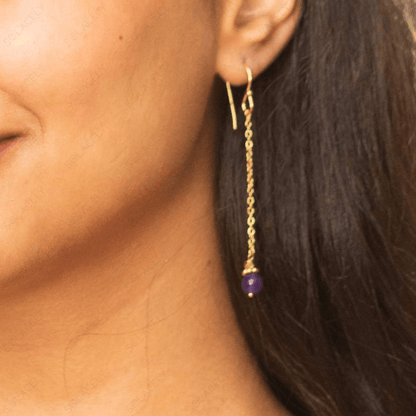 amethyst necklace gold plated earring set