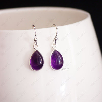 amethyst sterling silver drop earrings
