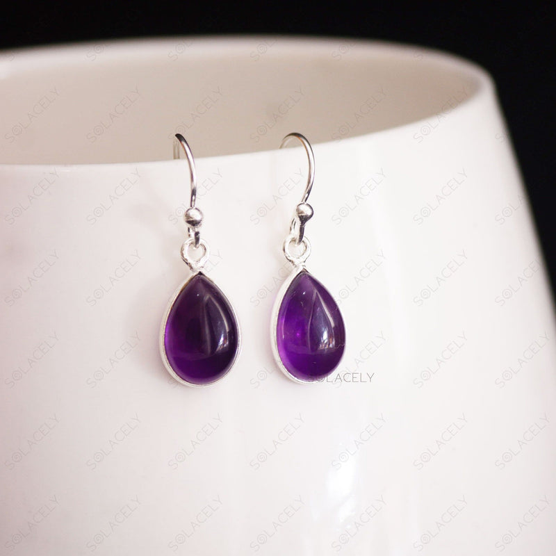 amethyst sterling silver drop earrings