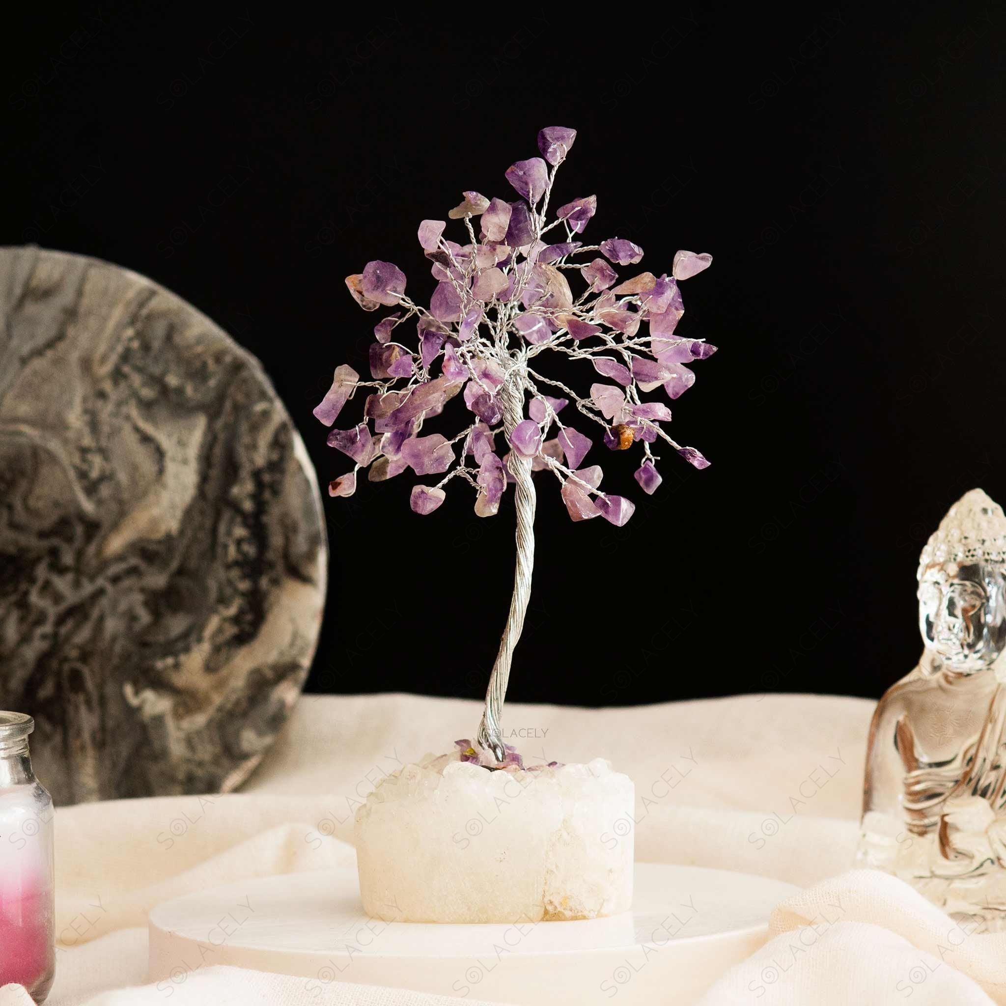 Amethyst Clear Quartz Cluster Tree - Improve Sleep – Solacely
