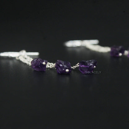amethyst triple sterling silver earring
