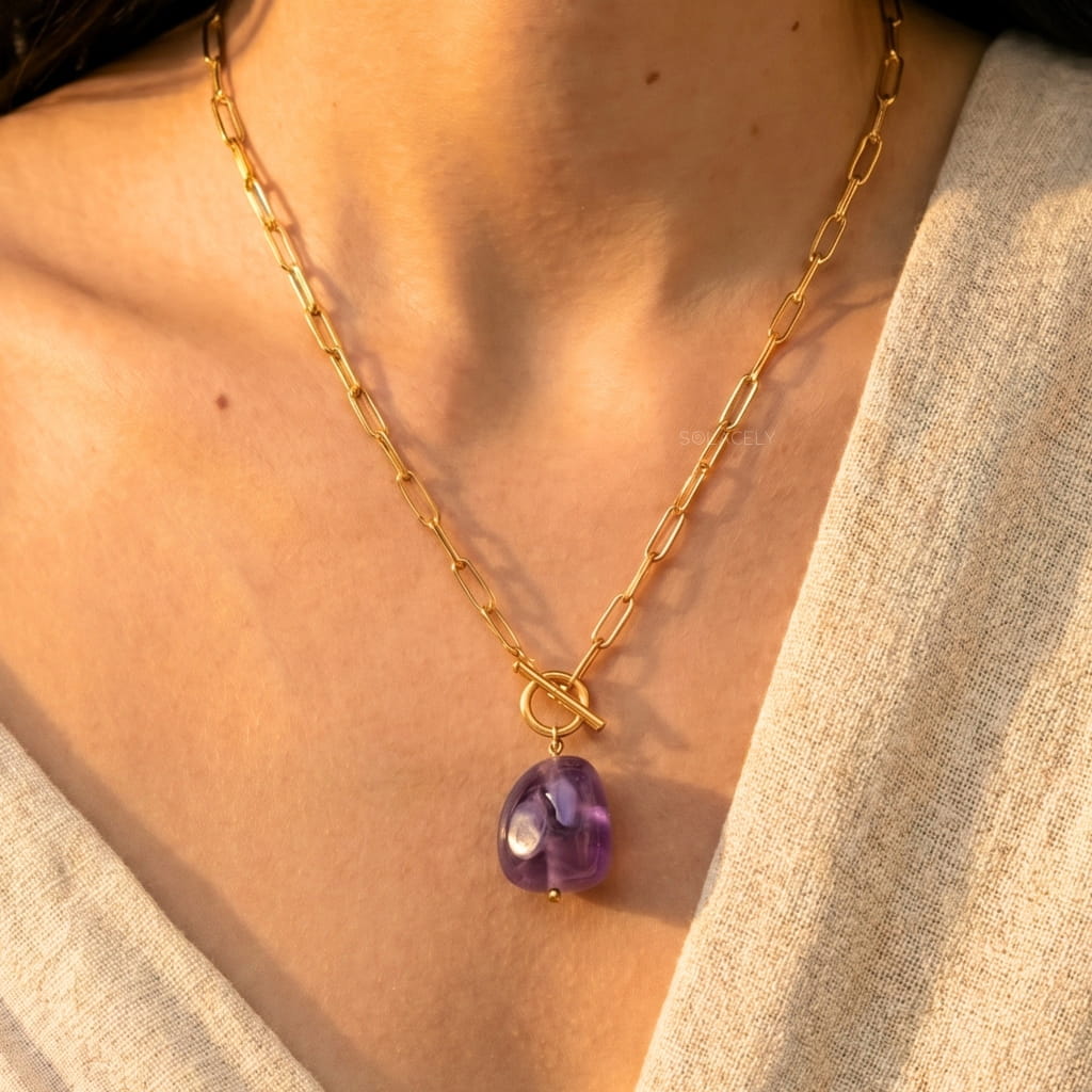 Amethyst tumble stone necklace