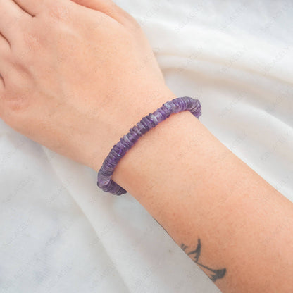 handmade amethyst tyre bead bracelet 