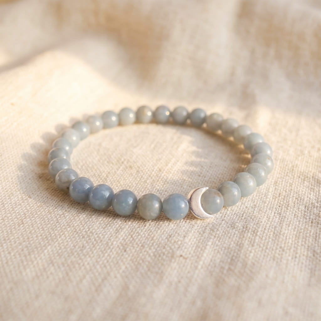 Angelite crescent crystal bracelet