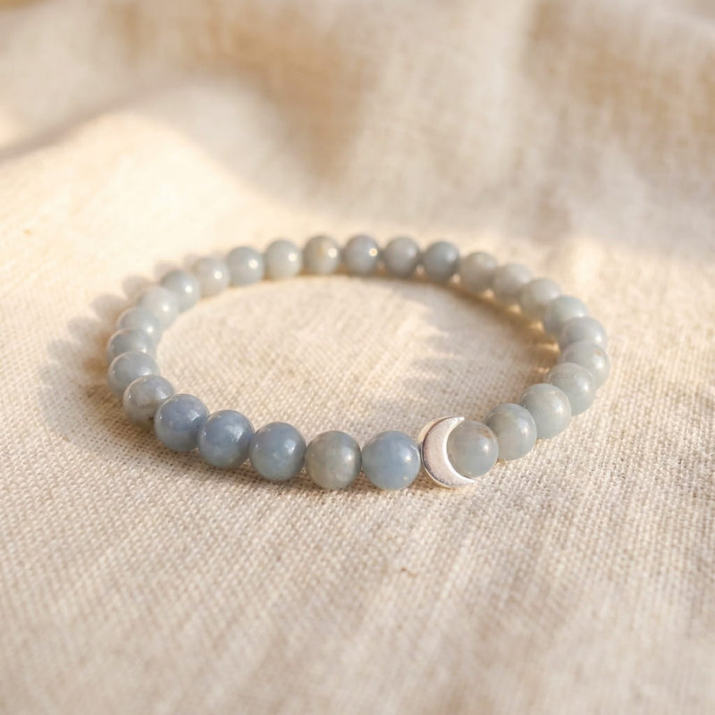 Angelite crescent crystal bracelet