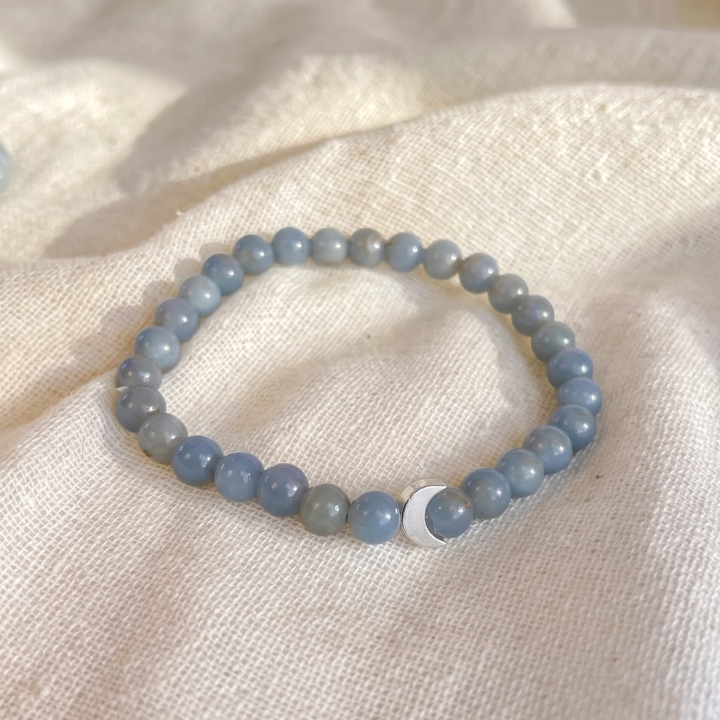 Angelite moon charm bracelet