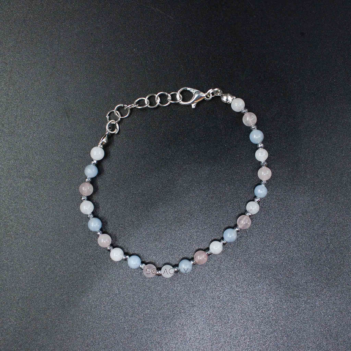 Adjustable Angelite Rose Quartz Moonstone bracelet