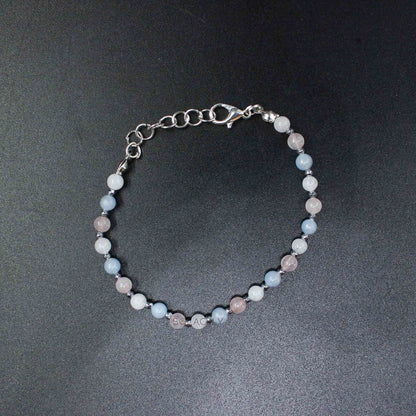 Adjustable Angelite Rose Quartz Moonstone bracelet