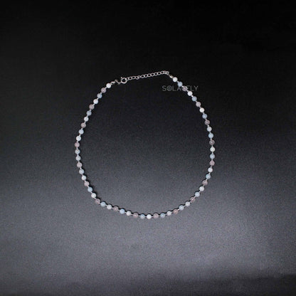 angelite rose quartz and moonstone beaded necklace