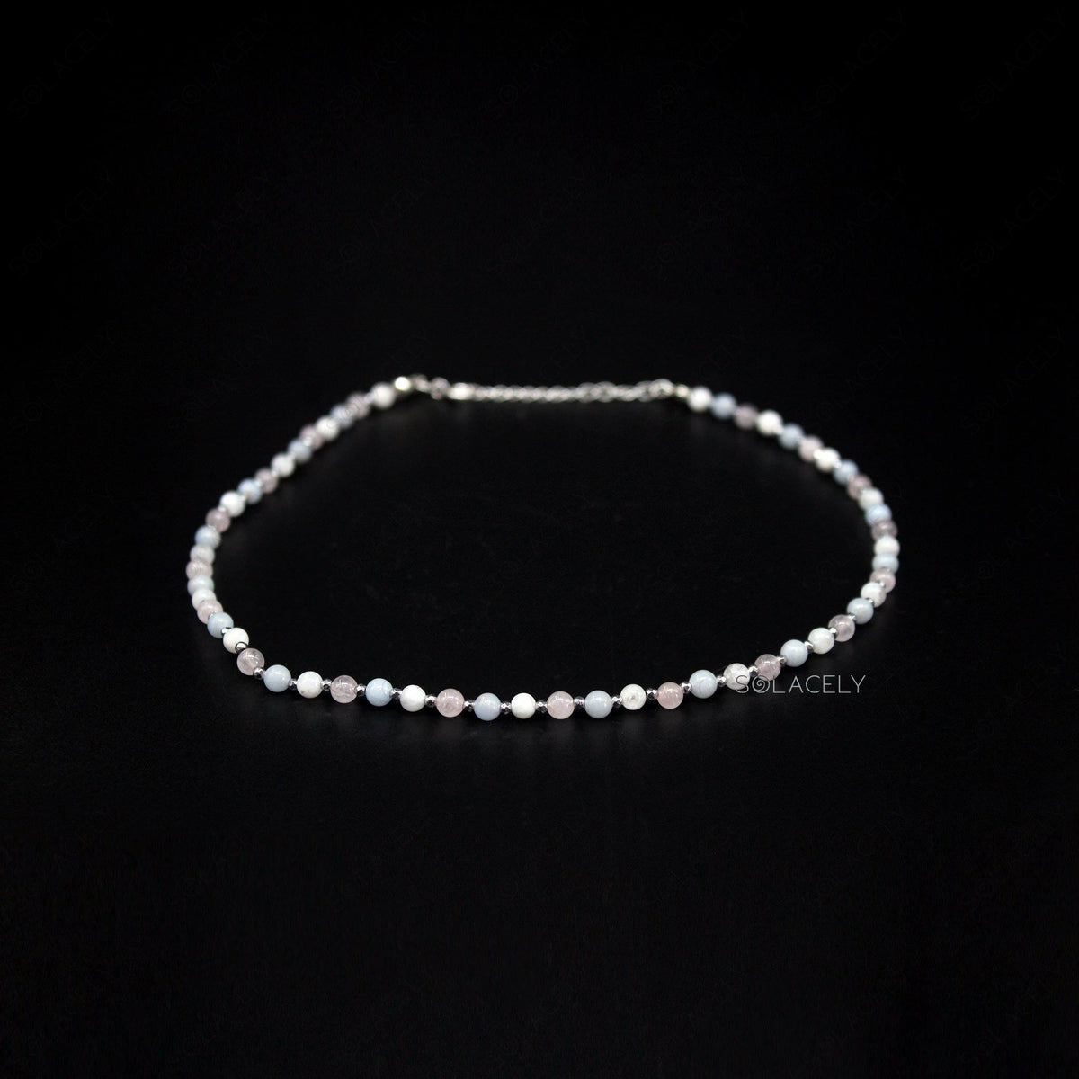 angelite rose quartz and moonstone beaded