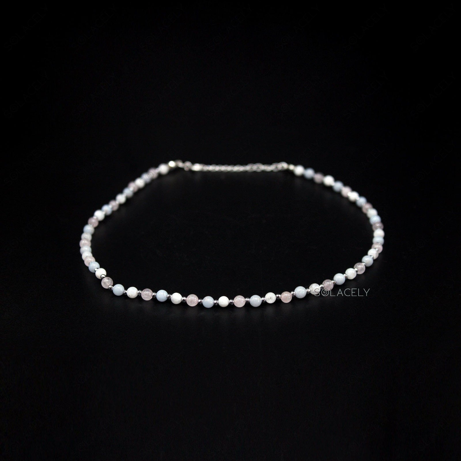 angelite rose quartz and moonstone beaded