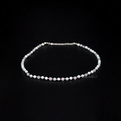 angelite rose quartz and moonstone beaded