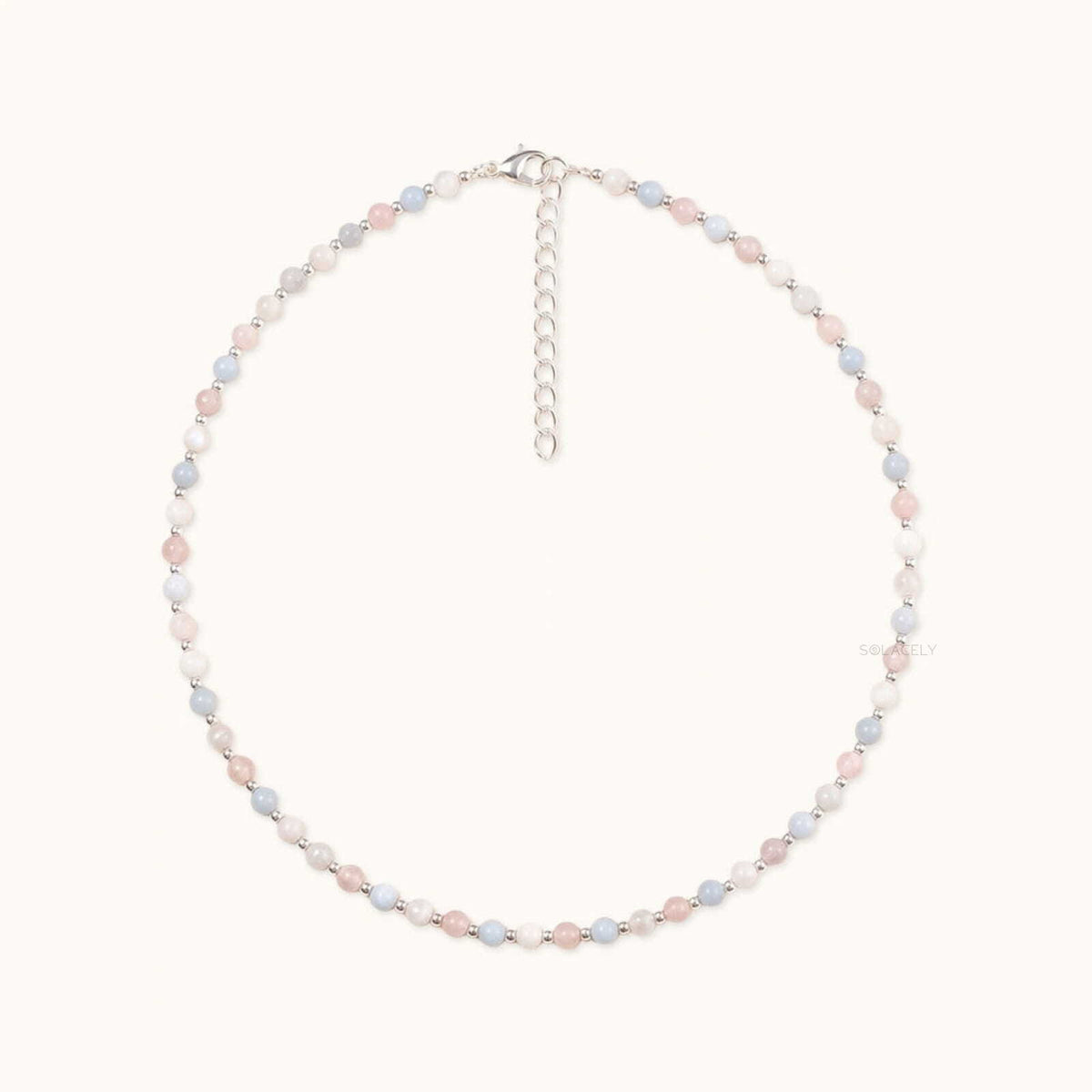 Angelite Rose Quartz Moonstone bead necklace