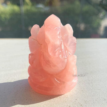 Authentic rose quartz ganesha idol
