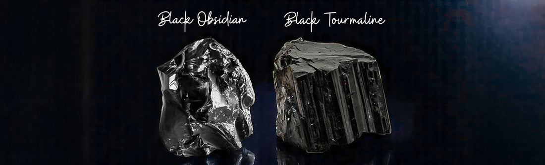 black tourmaline and obsidian