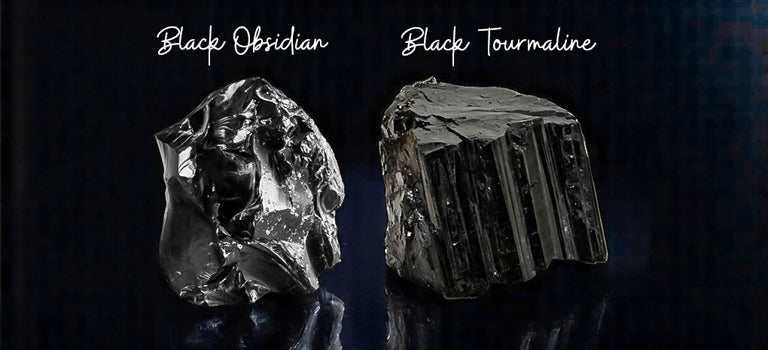 black obsidian and tourmaline