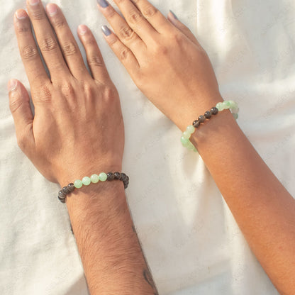 couple bracelet for black obsidian and green aventurine
