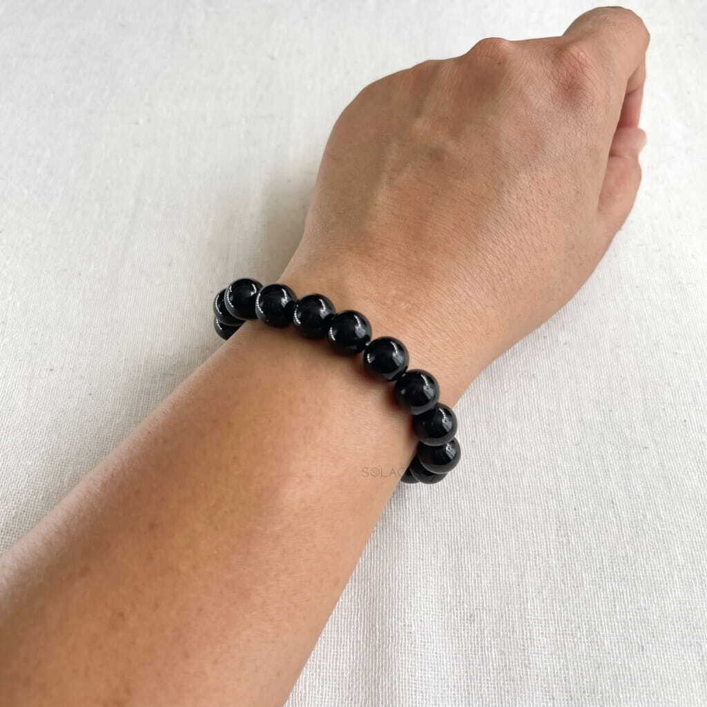 Black obsidian bead bracelet
