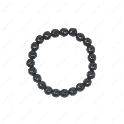 black obsidian faceted bracelet 8mm natural beads