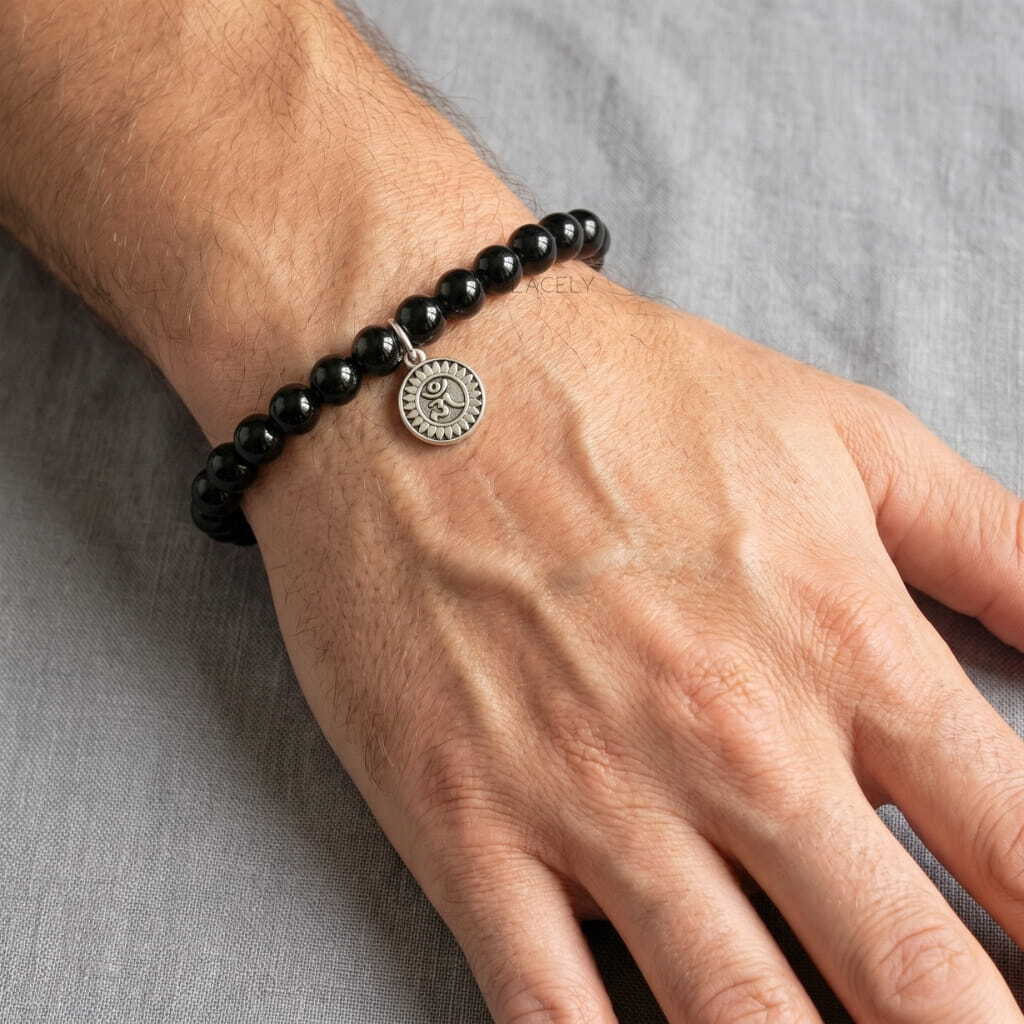 Black obsidian healing charm bracelet