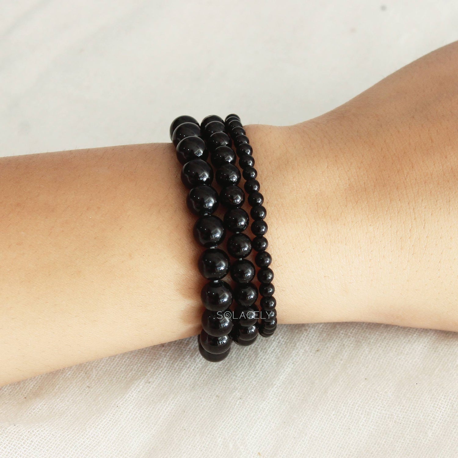 black touraline bead bracelets