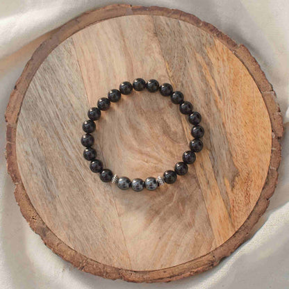 Black Tourmaline and Hematite Bracelet 8mm beads