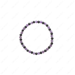 Black Tourmaline and amethyst Bracelet 4mm
