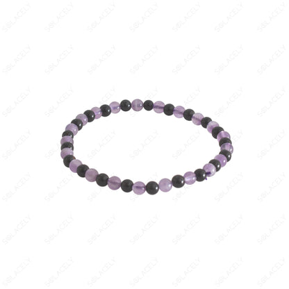 Black Tourmaline and amethyst Combination Bracelet