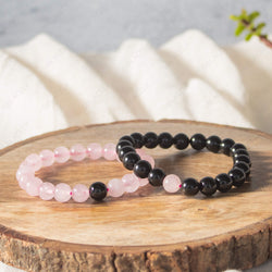 black tourmaline and rose quartz bracelet