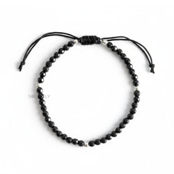 Black Tourmaline Anklet with 4mm Faceted Beads