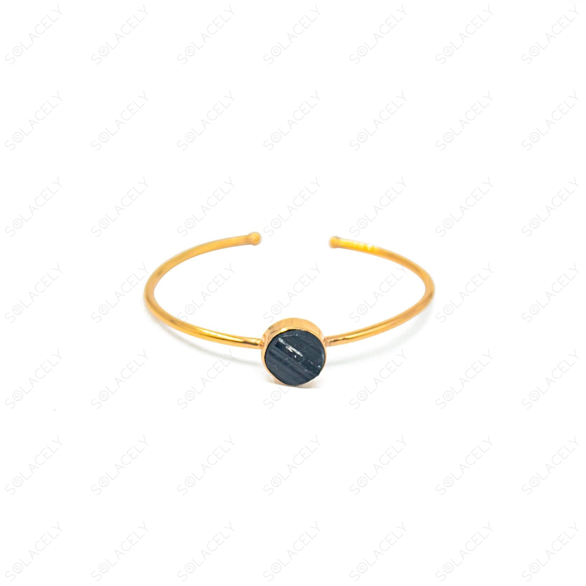 raw black tourmaline cuff bracelet 