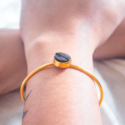 adjustable black tourmaline cuff bracelet