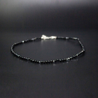 black tourmaline beaded necklace 4mm beads
